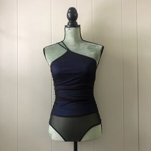 Royal blue mesh Halter Bodysuit